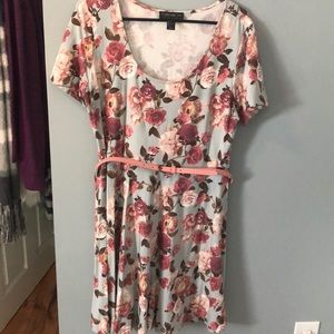 Forever 21 PLUS SIZE Floral Dress with Pink Belt